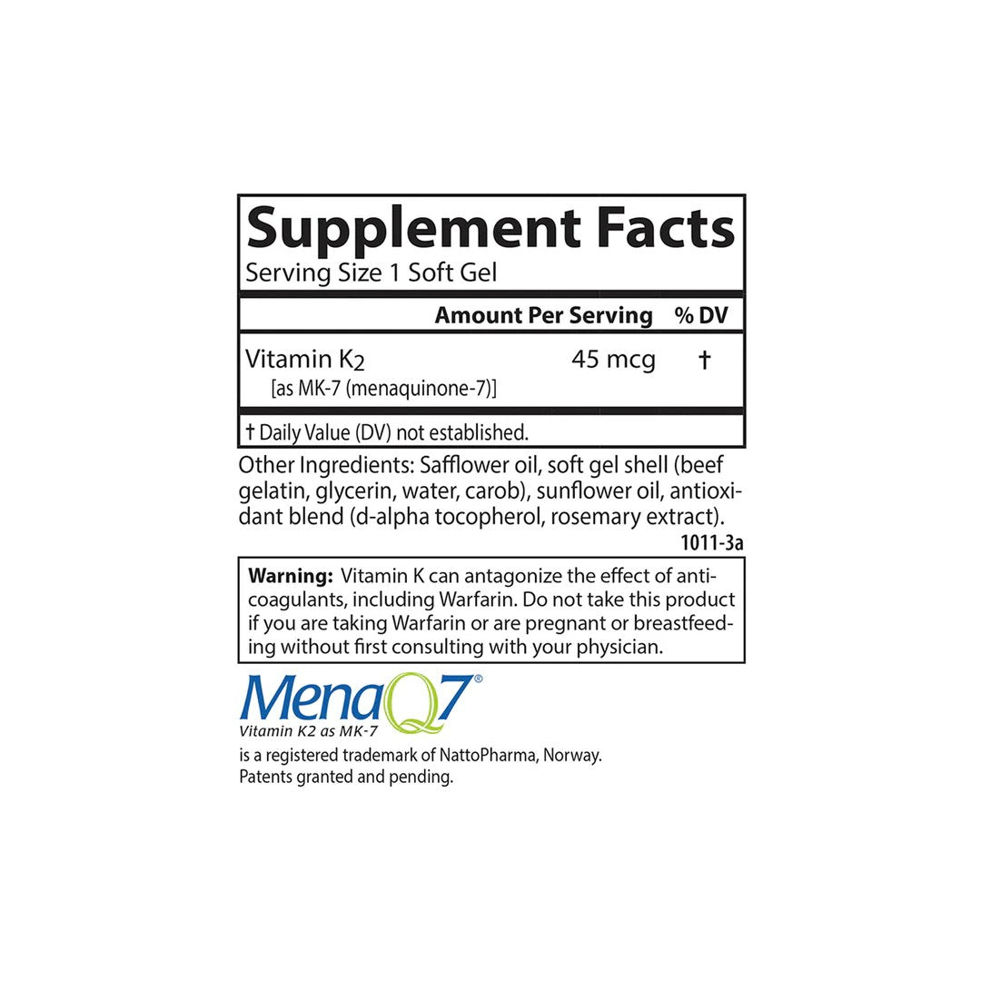 Vitamin K2 MK-7 (Menaquinone 7) 45mcg